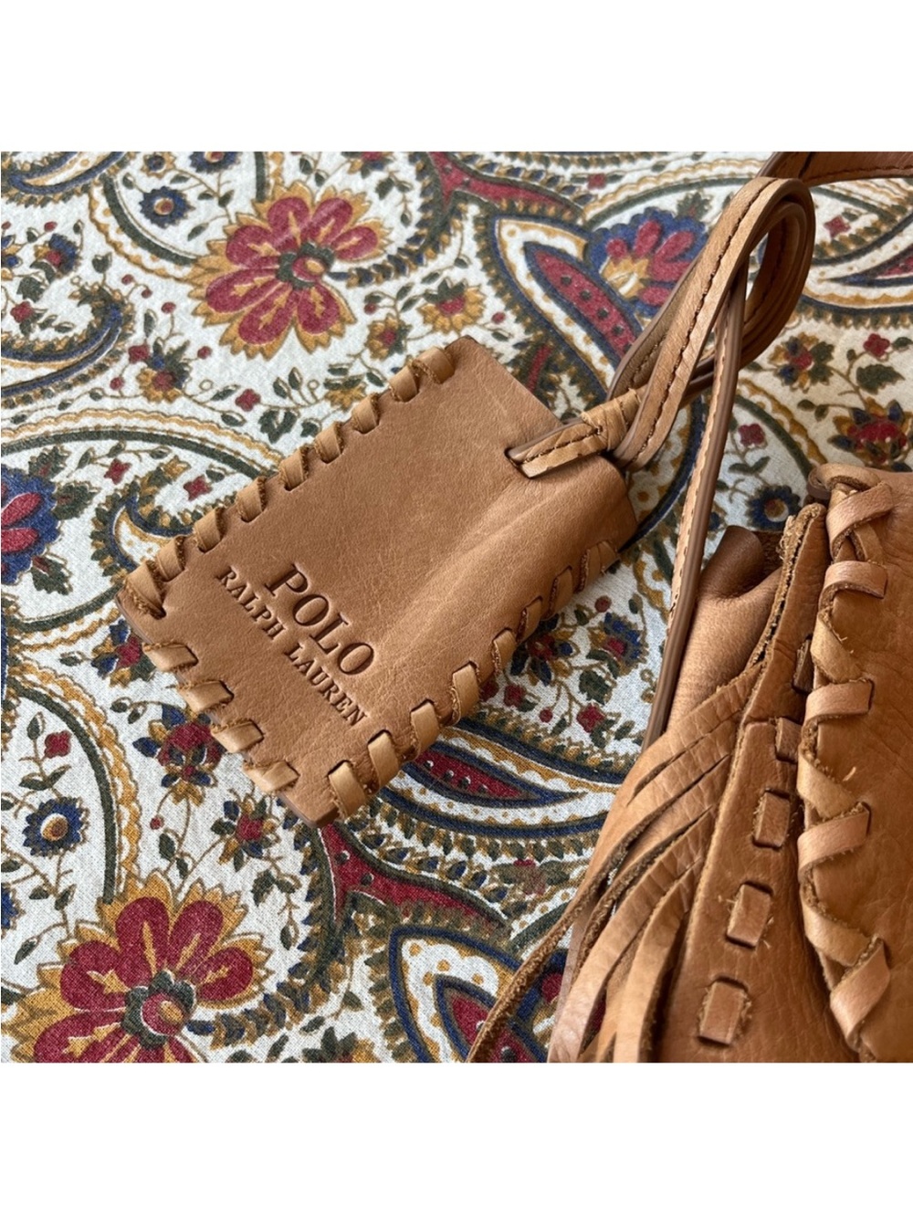 Polo by Ralph Lauren Tan 100% Leather Fringe Crossbody Bag - Picture 3 of 10